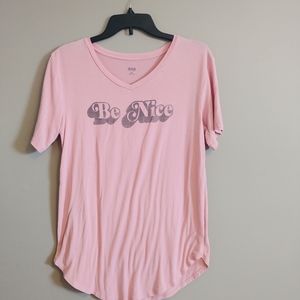 Be nice vneck soft pink tee